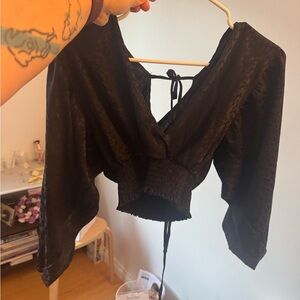 Altar'd State Black Wrap Blouse